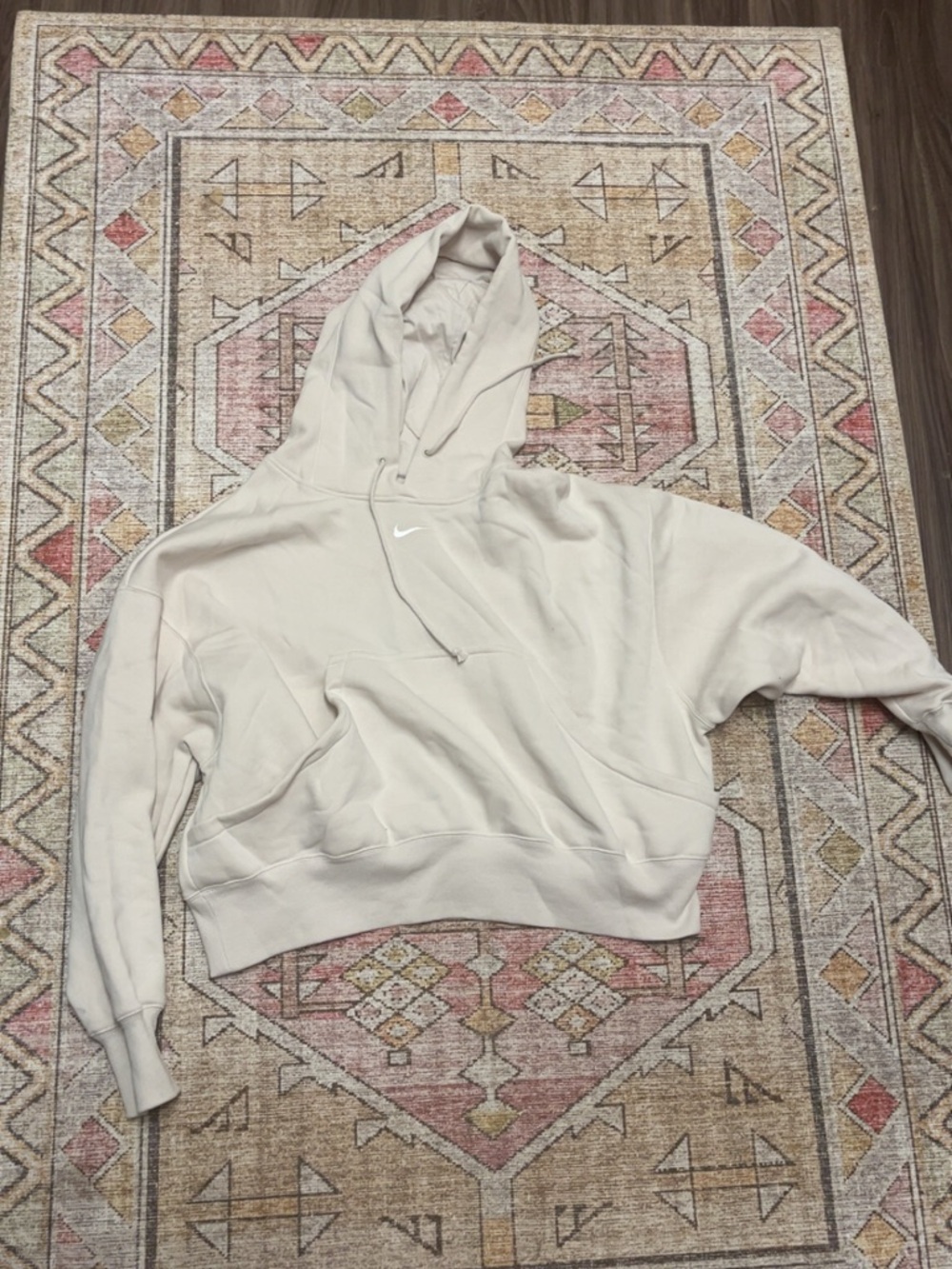 Nike Cream Cropped Hoodie with White Swoosh